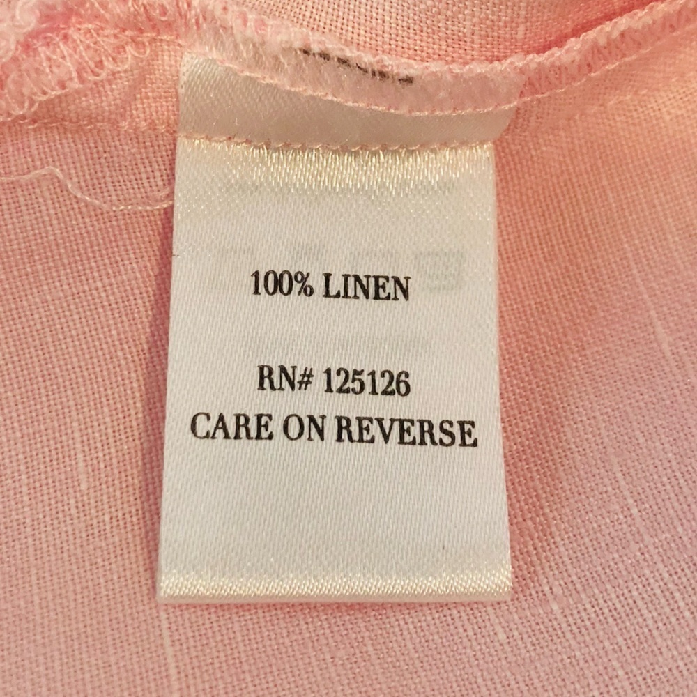 Clarigde & King linen pastel pink pleated mandarin collar button front top. S - Picture 6 of 6